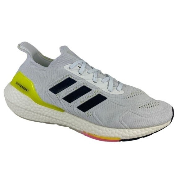 Adidas Ultraboost Running Shoes Mens Size 9.5 White Neon Yellow Low Top  Lace Up